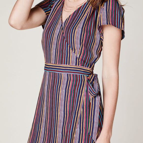 Sandy & Sid Milli Rainbow Stripe Maxi Wrap Dress - Picture 3 of 3